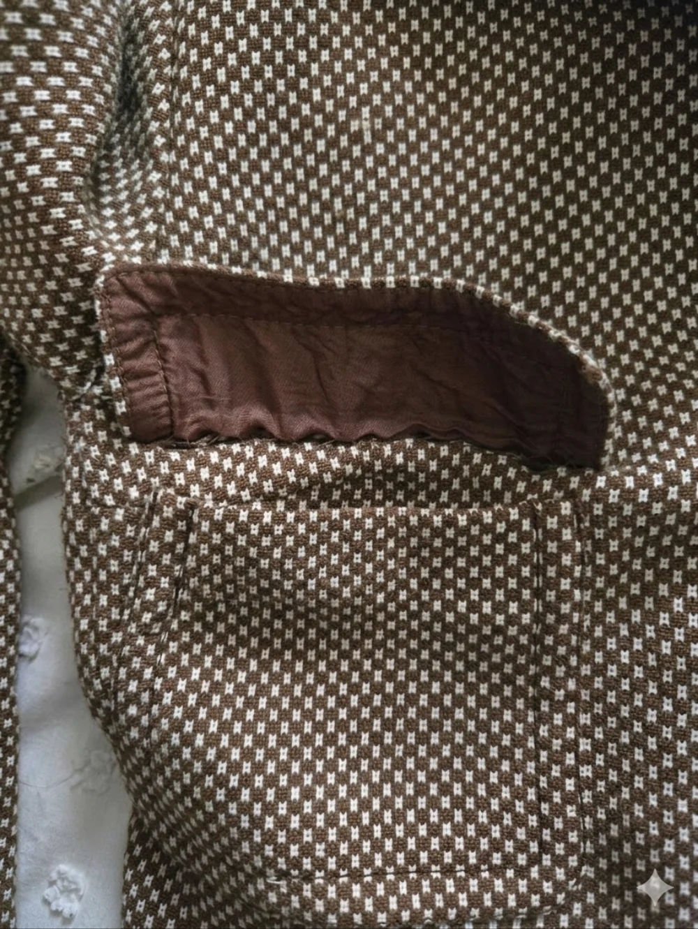 Vintage 60s/70s Brown Check Cropped Mod Blazer Jacket - European Size 42 - Picture 5 of 12